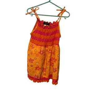 Zara Couture Girls Size 2T Orange Pink Sundress Dress Tank Spaghetti Straps Mixe